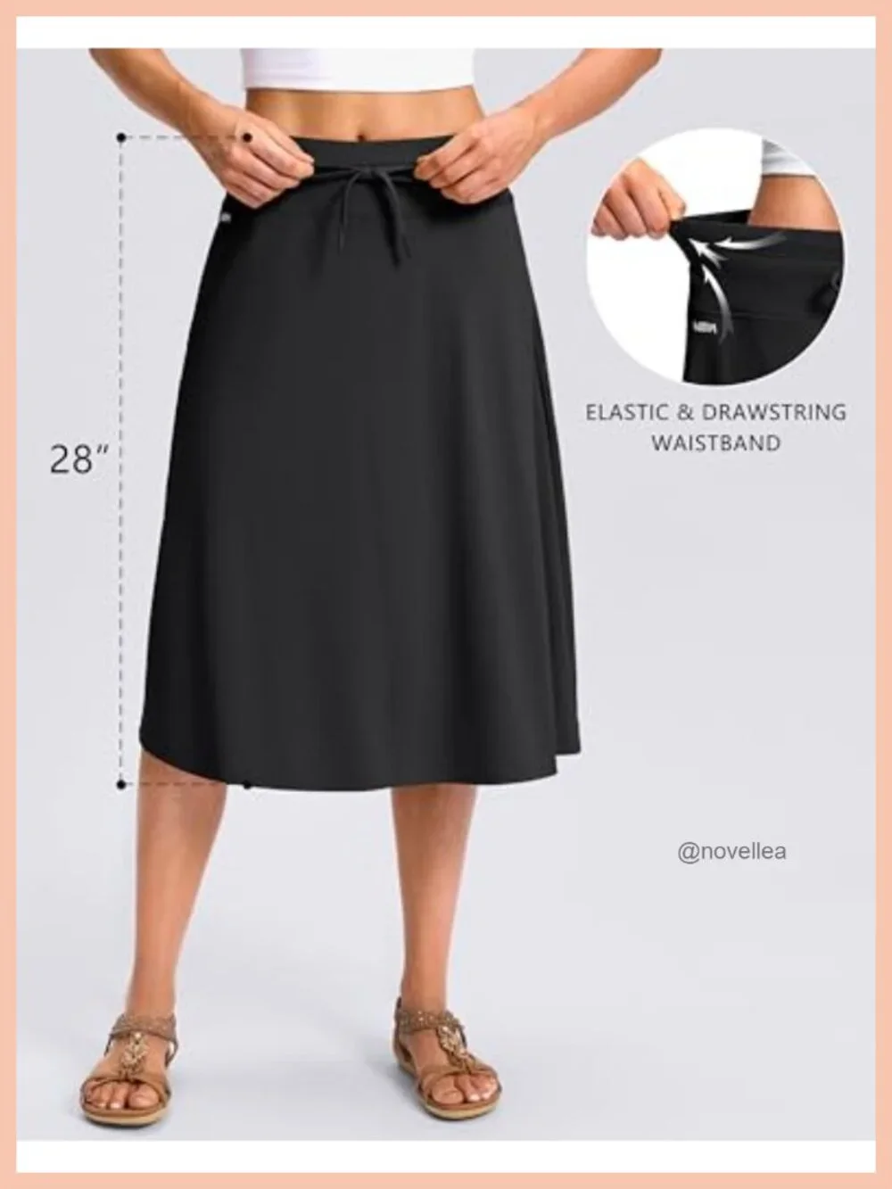 High Waisted Midi Skorts for Women with Pockets Built-in Shorts Lightweight